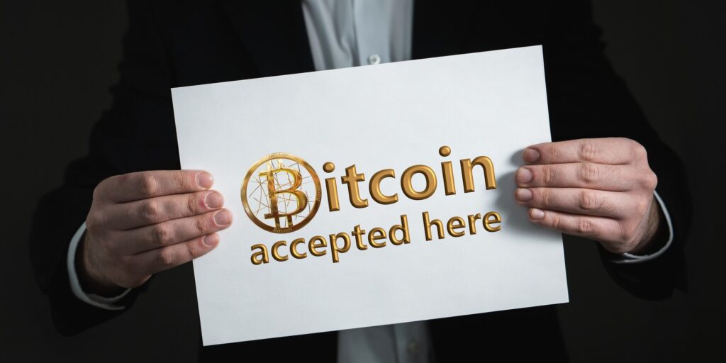 Bitcoin Accepted, pay with bitcoin.