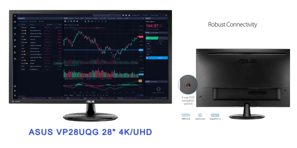 Best monitor for trading, ASUS VP28UQG 28 4K UHD