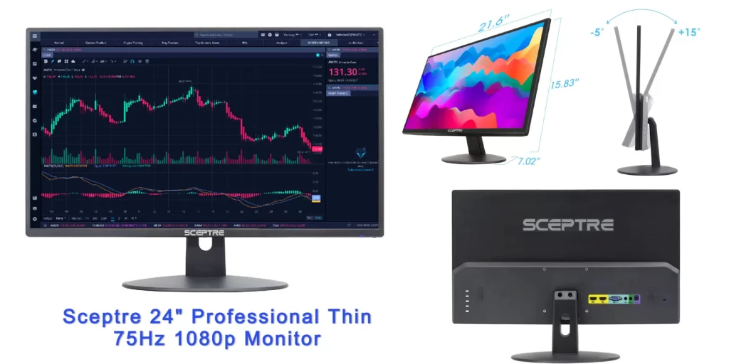 Best monitor for trading, Sceptre 24 Professional Thin 75Hz 1080p Monitor